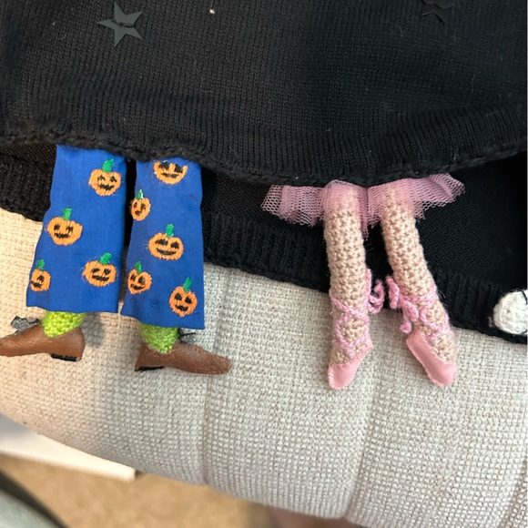 Vintage Halloween Michael Simon Size M Witch Costumed Feet Cardigan with Stars - Picture 4 of 7